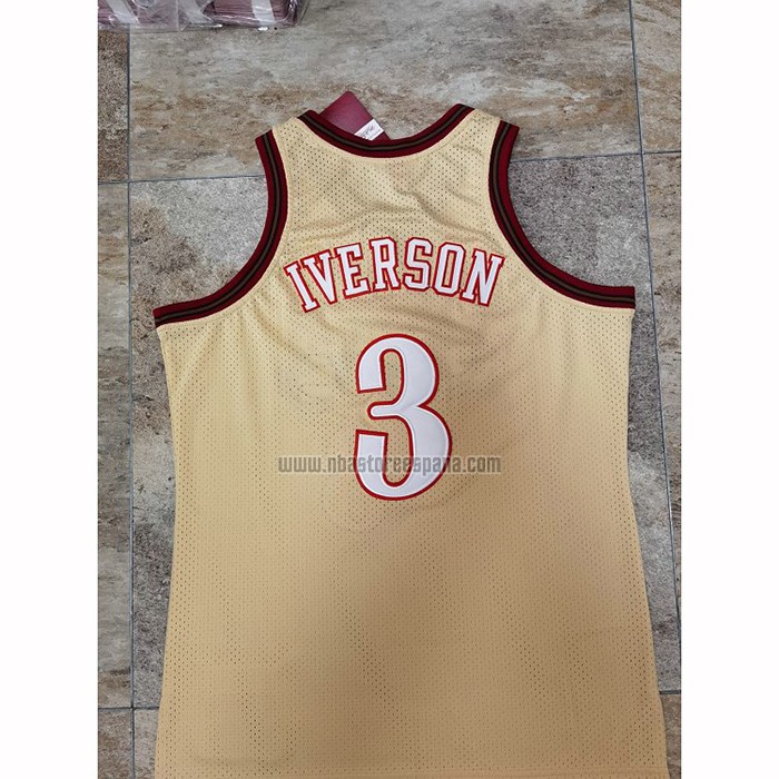 Camiseta Philadelphia 76ers Allen Iverson NO 3 Mitchell & Ness 1997-98 Oro
